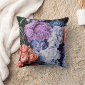 美しい花(バラ、紫陽花、c) クッション (ブランケット)