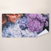 美しい花(バラ、紫陽花、c) バスタオル (バスタオル)