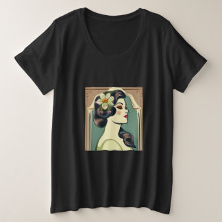 美しい花 プラスサイズTシャツ