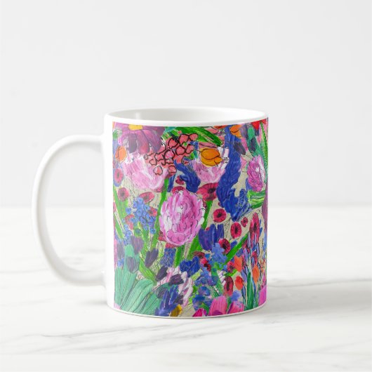 美しい花:ワイルドフラワー水彩壁紙 コーヒーマグカップ (左)