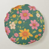 美しい花，夏，春，華道 ラウンドクッション (裏面)