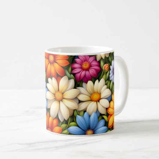 美しい花、鮮やかな色 コーヒーマグカップ (正面右)