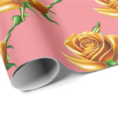 美しい花、黄金のバラ ラッピングペーパー (ロールコーナー)