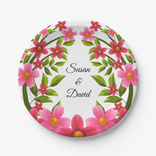 美しい花 1 ウェディング_GC - 紙皿 (正面)