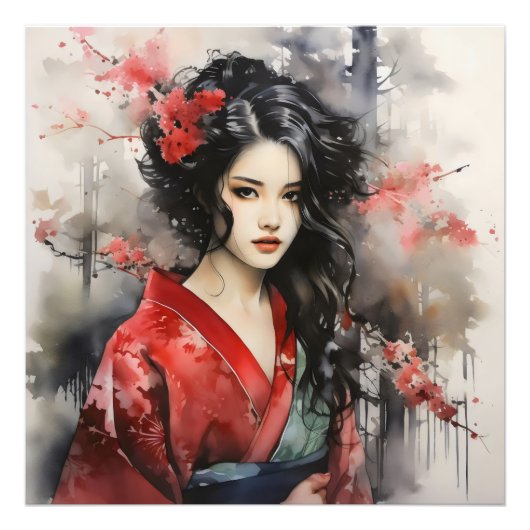 美しい芸者の絵を描インク フォトプリント            (正面)