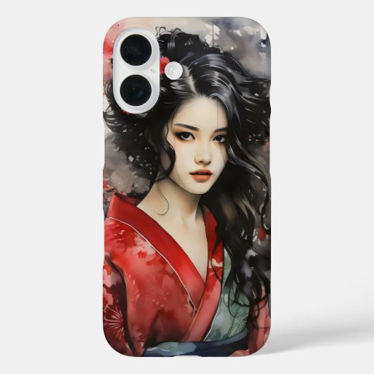 美しい芸者の絵を描インク Case-Mate iPhoneケース (裏面)