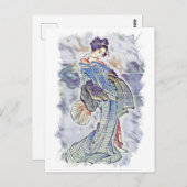 美しい芸者/ヴィンテージ日本美術スタイル ポストカード (正面/裏面)