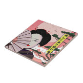 美しい芸者 日本の漫画風 日本 タイル (側面)