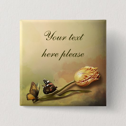 美しい芸術的ヴィンテージチューリップ 缶バッジ (正面)