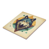 美しい芸術的ヴィンテージ幾何学的ウルフブラウン タイル (側面)