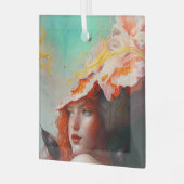 美しい芸術的抽象芸術赤毛ジンジャーガール ガラスオーナメント (正面左)