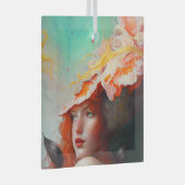 美しい芸術的抽象芸術赤毛ジンジャーガール ガラスオーナメント (正面右)