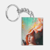 美しい芸術的抽象芸術赤毛ジンジャーガール キーホルダー (正面左)