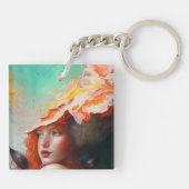 美しい芸術的抽象芸術赤毛ジンジャーガール キーホルダー (裏面)