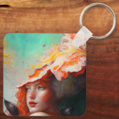 美しい芸術的抽象芸術赤毛ジンジャーガール キーホルダー (裏面)