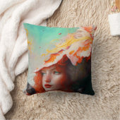 美しい芸術的抽象芸術赤毛ジンジャーガール クッション (ブランケット)