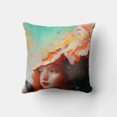 美しい芸術的抽象芸術赤毛ジンジャーガール クッション (裏面)