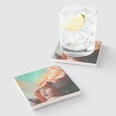 美しい芸術的抽象芸術赤毛ジンジャーガール ストーンコースター (横)