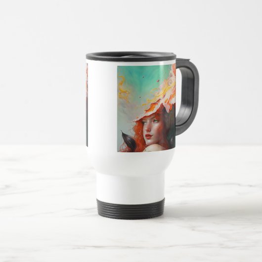 美しい芸術的抽象芸術赤毛ジンジャーガール トラベルマグ (正面右)