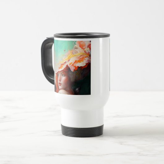 美しい芸術的抽象芸術赤毛ジンジャーガール トラベルマグ (正面左)