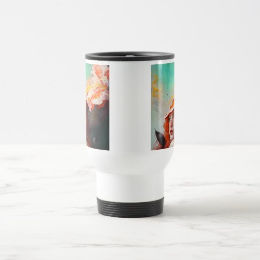 美しい芸術的抽象芸術赤毛ジンジャーガール トラベルマグ (中央)