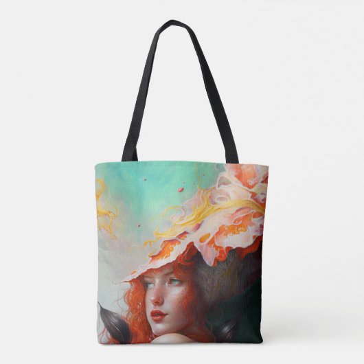 美しい芸術的抽象芸術赤毛ジンジャーガール トートバッグ (裏面)