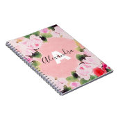 美しい芸術的水色ピンクのバラの名前 ノートブック (右側)