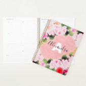 美しい芸術的水色ピンクのバラの名前 プランナー手帳 (ディスプレー)