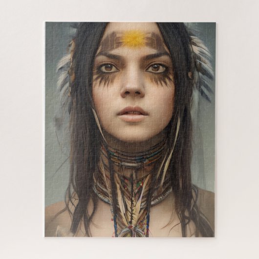 美しい若いインディアン先住民ガールジグソーパズル ジグソーパズル (縦)