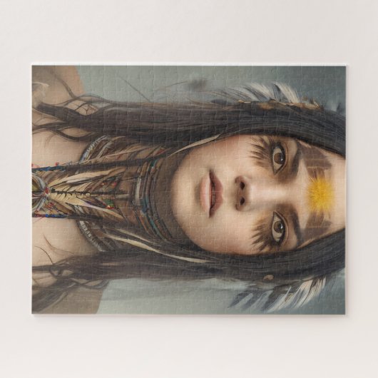 美しい若いインディアン先住民ガールジグソーパズル ジグソーパズル (横)