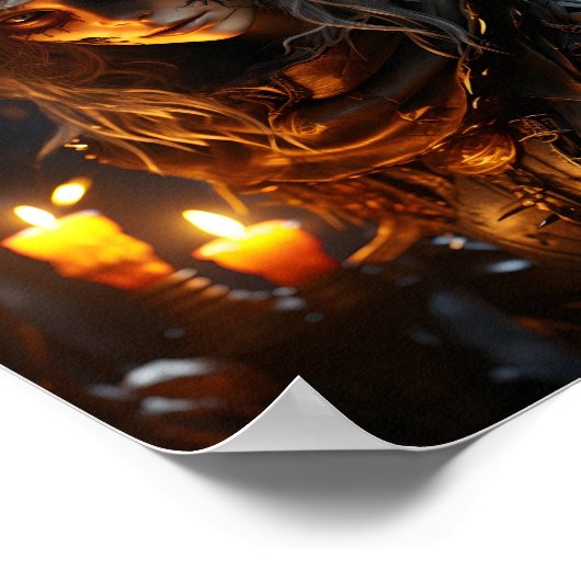 美しい若いハロウィーンウィッチ素晴らしポートレート ポスター (角)