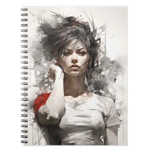 美しい若い女ユニークのエレガント女性アート ノートブック (正面)