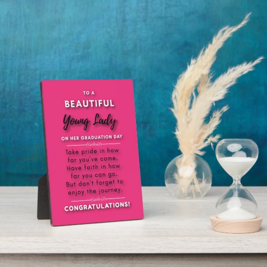 美しい若い女性のための卒業式の日2 フォトプラーク (側面)