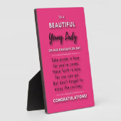 美しい若い女性のための卒業式の日2 フォトプラーク (側面)