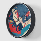 美しい若い女性のポートレートアートクロック 壁時計 (傾斜)