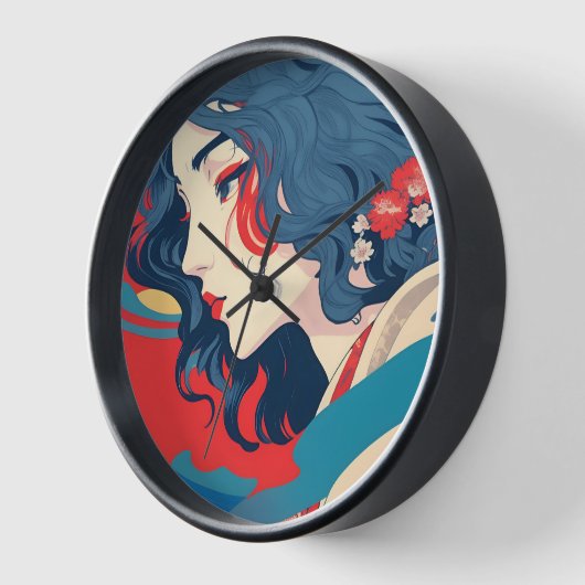 美しい若い女性のポートレートアートクロック 壁時計 (傾斜)