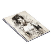 美しい若い女性のユニーク目新し芸術 ノートブック (右側)