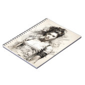 美しい若い女性のユニーク目新し芸術 ノートブック (左側)