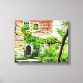 美しい英語コテージバイザウォーター キャンバスプリント (正面)