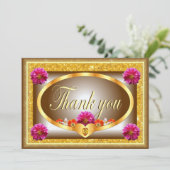 美しい茶色のフローラデザインサンキューカード 招待状 (スタンド正面)