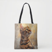 美しい茶色のベンガル絵を描猫 トートバッグ (正面)