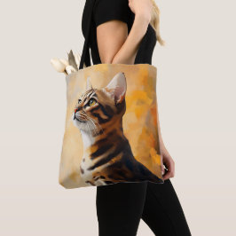 美しい茶色のベンガル絵を描猫 トートバッグ