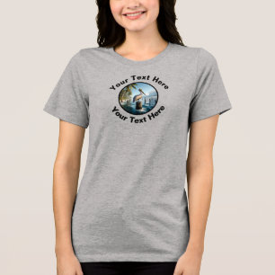 美しい茶色のペリカンとカスタム文字 トライブレンドTシャツ