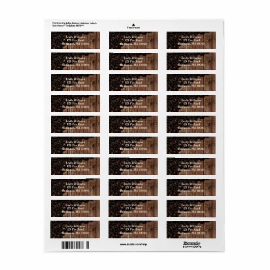 美しい茶色の木とレフェイクース ラベル (フルシート)