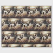 美しい茶色の白い馬の馬乗り動物の愛 ラッピングペーパー (フラット)