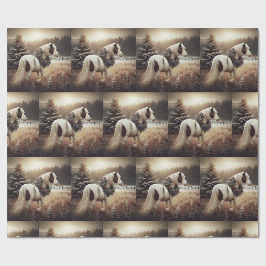 美しい茶色の白い馬の馬乗り動物の愛 ラッピングペーパー (フラット)