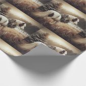 美しい茶色の白い馬の馬乗り動物の愛 ラッピングペーパー (角)