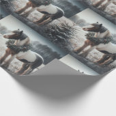 美しい茶色の白い馬の馬乗り動物の愛 ラッピングペーパー (角)