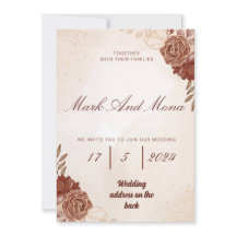 美しい茶色の結婚式招待状