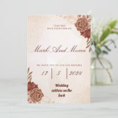 美しい茶色の結婚式招待状 招待状 (スタンド正面)